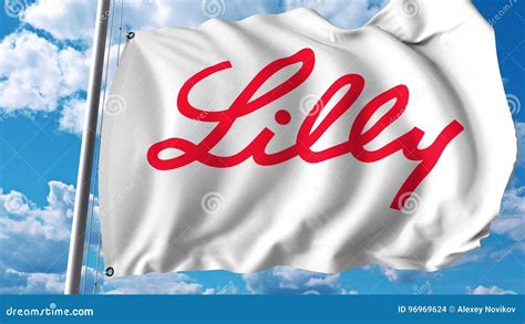 Waving Flag with Eli Lilly and Company Logo. Editoial 3D Rendering ...