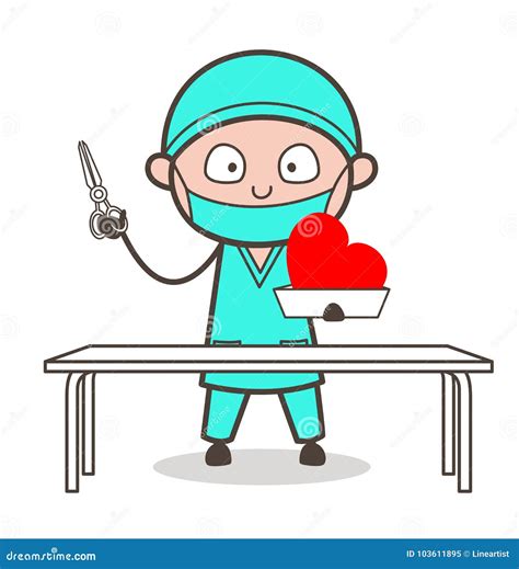 Cartoon Cardiologist Ready for Heart Surgery Vector Stock Illustration - Illustration of design ...