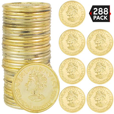 Fake Shiny Golden Plastic Play Coin Tokens Party Props Supplies - Bulk ...