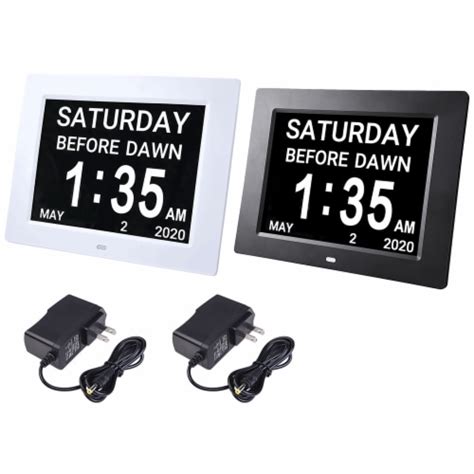 8 LCD Day Clock Digital Calendar Alarm Large Dementia Table Home Office ...