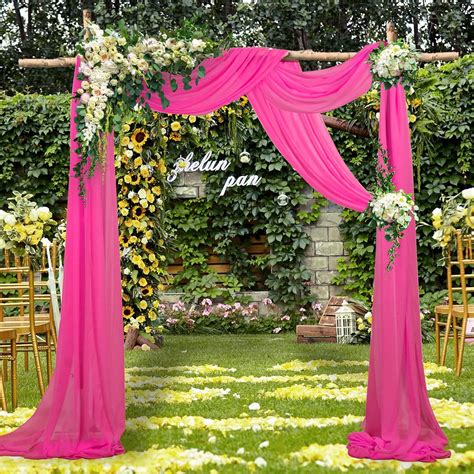 Amazon.com: Wedding Arch Draping Fabric 18ft Fuchsia Chiffon Fabric ...