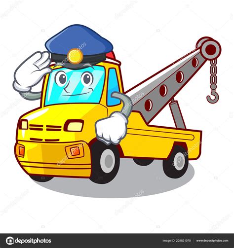 Police Cartoon Tow Truck Isolated Rope Vector Illustration Stock Vector ...