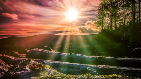 Sunrise, Sunbeams, Wicklow, Mountains, Ireland, Wallpaper - Sunrise ...