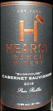 Ken's wine review of 2016 Hearst Ranch Cabernet Sauvignon "Bunkhouse"