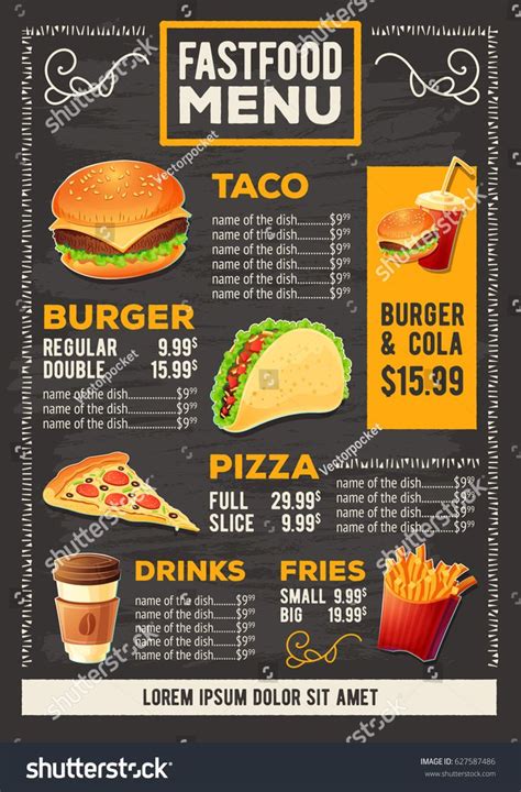 Vector cartoon illustration of a design fast food restaurant menu ...