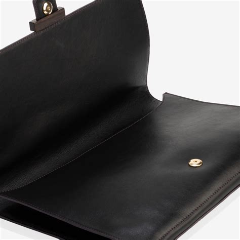Briefcase Karl Ikat in black leather - Caroline De Marchi