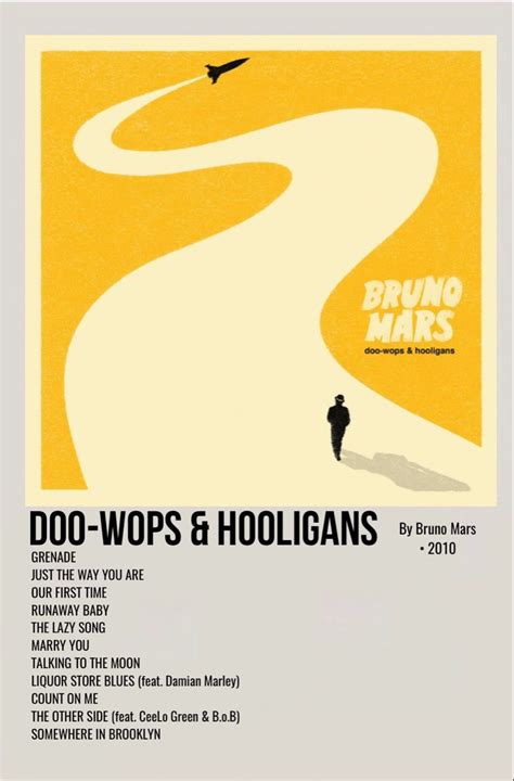 minimal polaroid album cover poster for doo-wops & hooligans by bruno mars Album Cover Wall ...