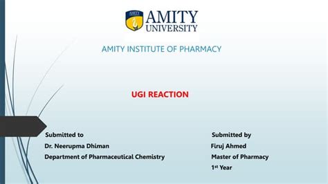 Ugi Reaction | PPT