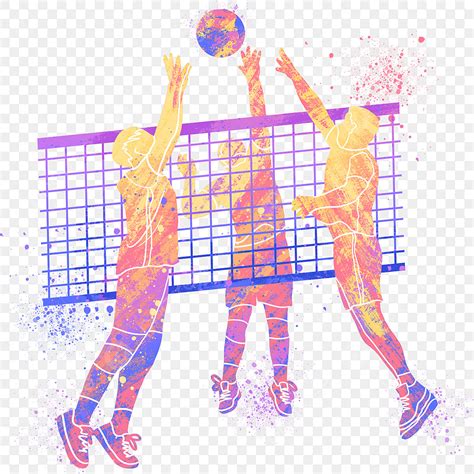 Female Volleyball Player Silhouette Vector PNG, Volleyball Player Watercolor Silhouette ...