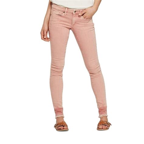 Universal Thread Mid Rise Skinny Pink Denim Frayed Womens Jeans 4 / 27 ...