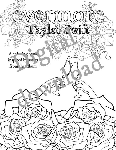 Taylor Swift Evermore Coloring Pages - Etsy