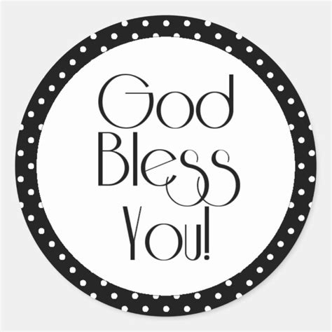 God Bless You Black and White Polka Dot Sticker | Zazzle.com