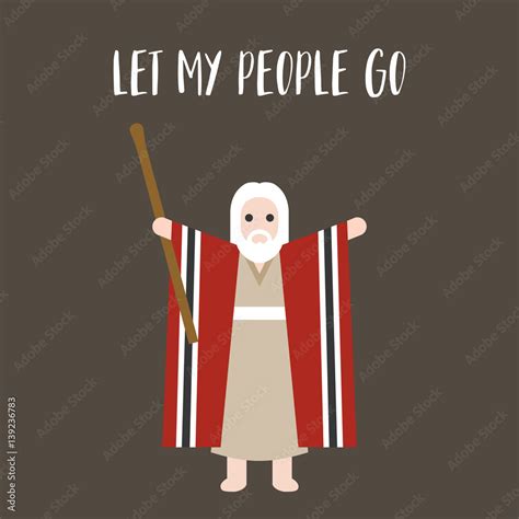 Moses standing for passover and let my people go typographic, for passover poster, flat design ...