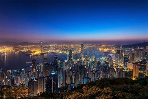 Hong Kong Skyline at Sunrise Stock Photo - Image of light, night: 63137944