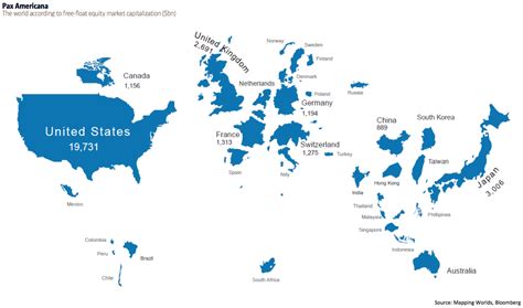 MAP: Countries scaled to equity market capitalization - Business Insider