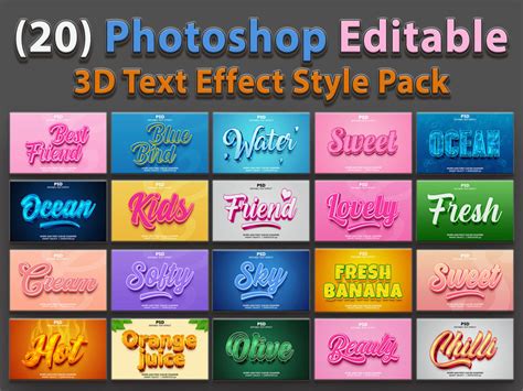 A Collection of Photoshop Editable 3D Text Effect Style Pack Free Download ~ i - Kayan IT and ...