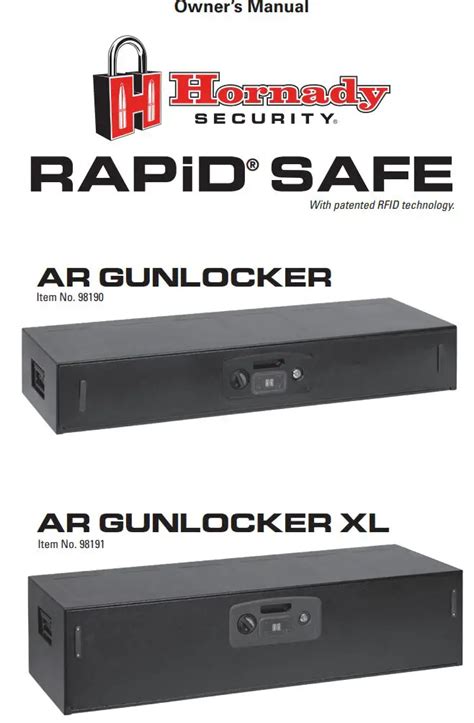 Hornady 98190 AR Gunlocker Safe Gun Locker Owner's Manual