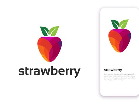 Strawberry modern minimalist colorful food logo design on Behance