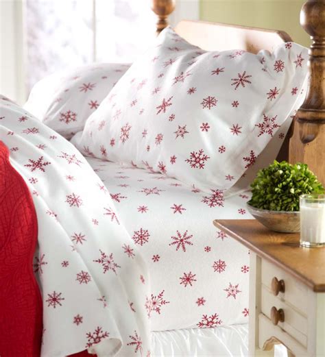 Crystal Snowflake Cotton Flannel Sheet Set | PlowHearth | Christmas sheets, Flannel bed sheets ...