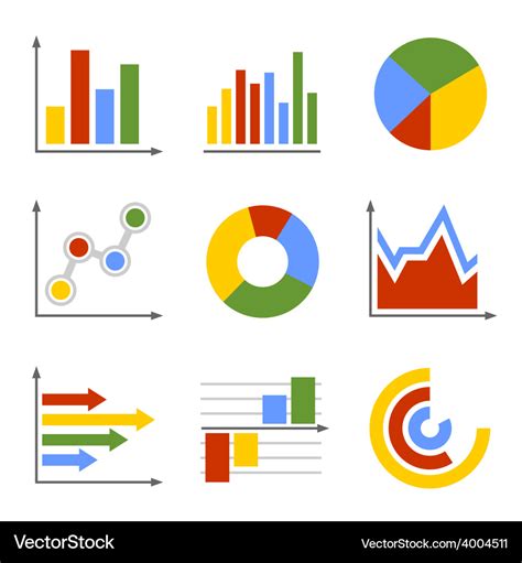 Color business graph and chart set Royalty Free Vector Image