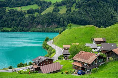 Download 4k Landscape Lake Lungern Switzerland Wallpaper | Wallpapers.com