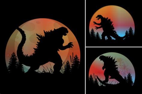 24 Godzilla Silhouette Designs & Graphics