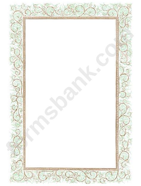 Floral Green Brown Border printable pdf download