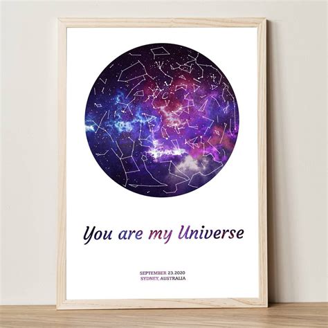 Space star map, Custom digital star chart, Galaxy poster, Gift by date, Digital poster printable ...