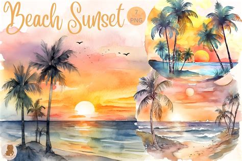 Beach Sunset Watercolor