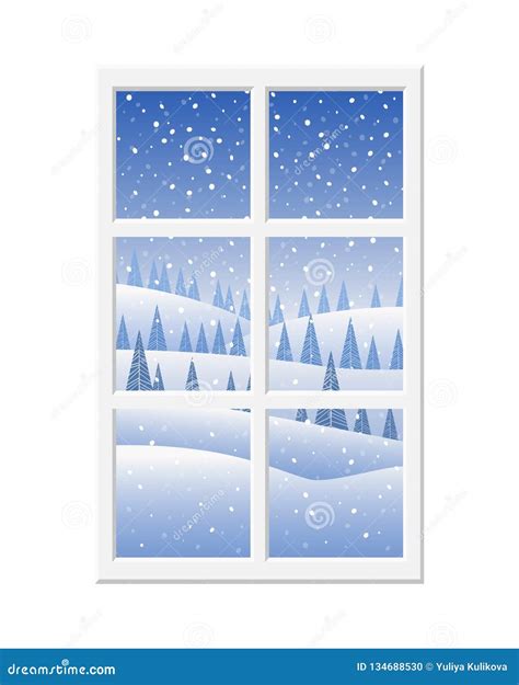 Wonderful View from the Window at the Winter Landscape: Blue Sky, Snow ...