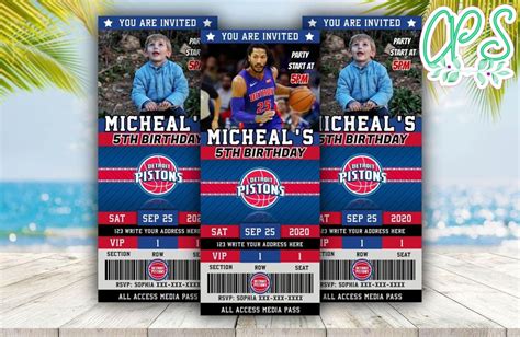 Detroit Pistons Ticket Birthday Editable Templates Instant Download ...