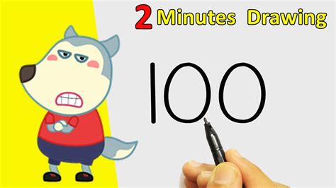 How to Draw Wolfoo With Number 100 Step by step easy - YouTube