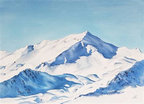 Landscape and snowy mountains Painting by Svetlana Lileeva | Saatchi Art