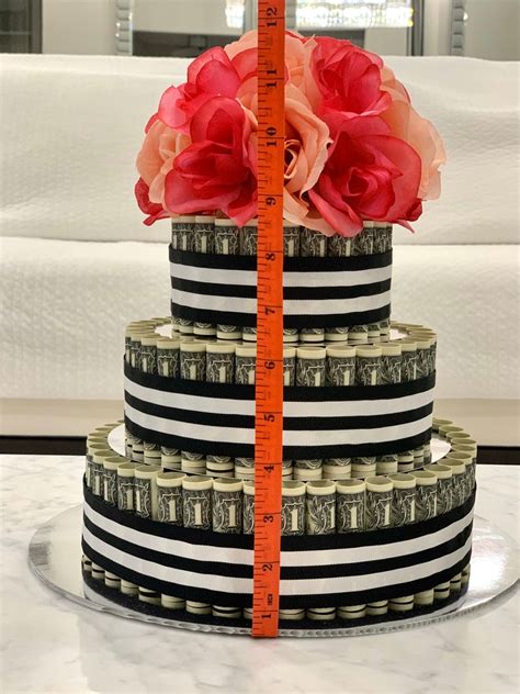 100 Dollar Money Cake 3 Tiered striped Pink | Etsy