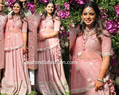 Isha Ambani in a pink Sabyasachi lehenga at her brother's wedding ...