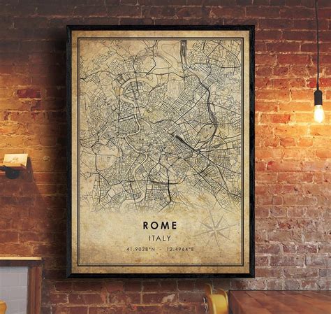 Rome Vintage Map Print Rome Map Italy Map Art Rome City Road Map Poster ...