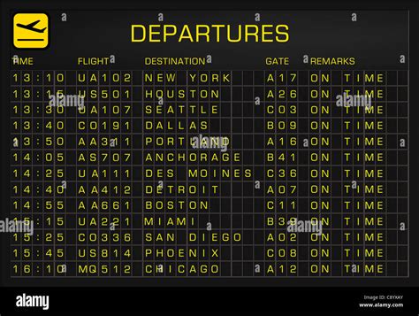 US Domestic Airport Timetable Departures All Flights On TIme Stock ...