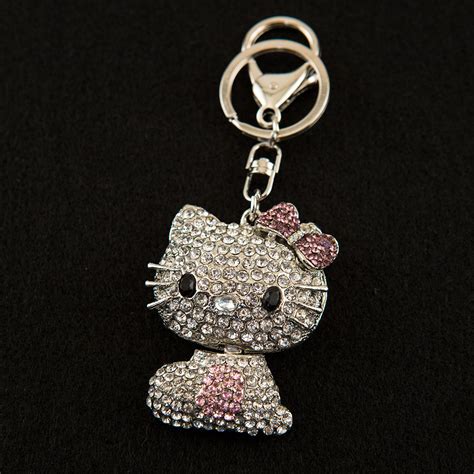 Hello Kitty Rhinestone Swarovski Crystal Charm Pedant Purse Key Chain