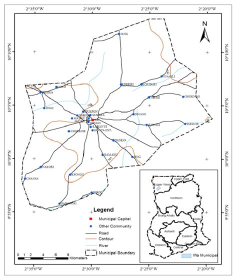 Map of Ghana showing the Wa Municipality and some Peri-Communities ...