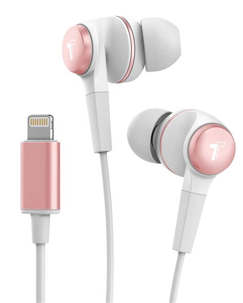 Wired Earphones for iPhone Headphone Apple Certified In Ear Lightning Earbuds Rose (V120) - Encased