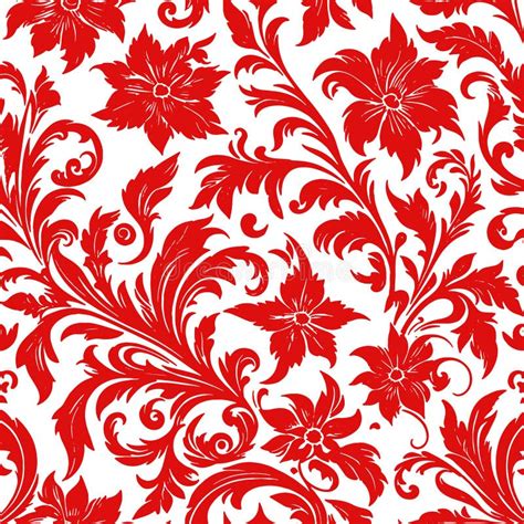 Vibrant Red Floral Pattern on White Background Artwork Stock Vector - Illustration of botanical ...