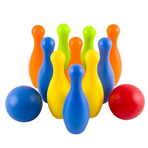 Toy Bowling Play Set Deluxe for Children Colorful 12 Piece 10 Pins 2 ...