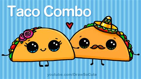 How to Draw Cartoon Tacos Cute step by step Easy - Cute Cartoon Food - YouTube