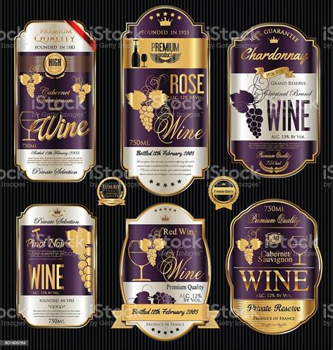 Luxury Golden Wine Labels Collection Stock Illustration - Download Image Now - Banner - Sign ...