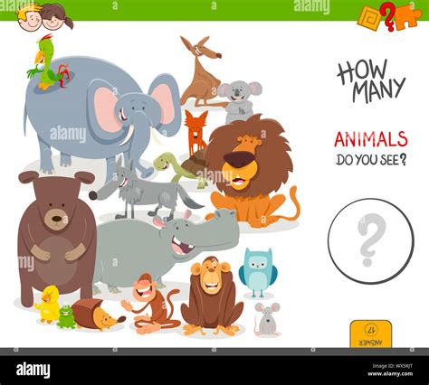 counting cartoon animals educational game Stock Photo - Alamy