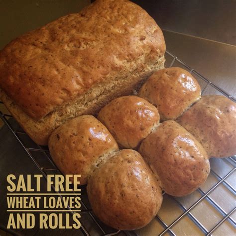 Low sodium whole wheat bread, as 2 loaves or 12 rolls. Made with no salt and whole wheat for a ...