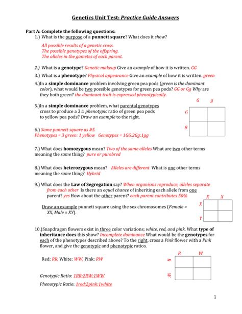 Human Genetics Practice Worksheet #3 Key