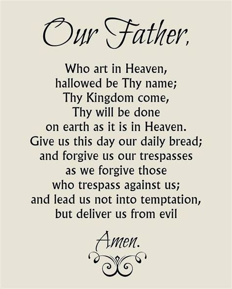 Our Father Prayer - Catholic Lord's Prayer Poster by Classically Printed