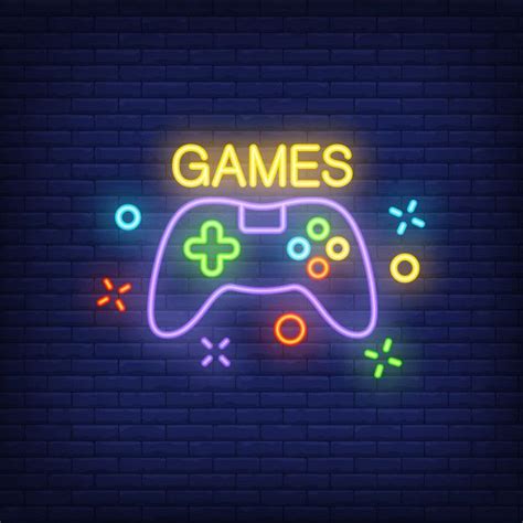 Download Console With Games Lettering. Neon Sign On Brick Background. for free | Neon signs ...