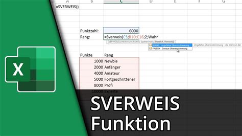 Excel SVerweis Funktion | =SVERWEIS() Tutorial - YouTube